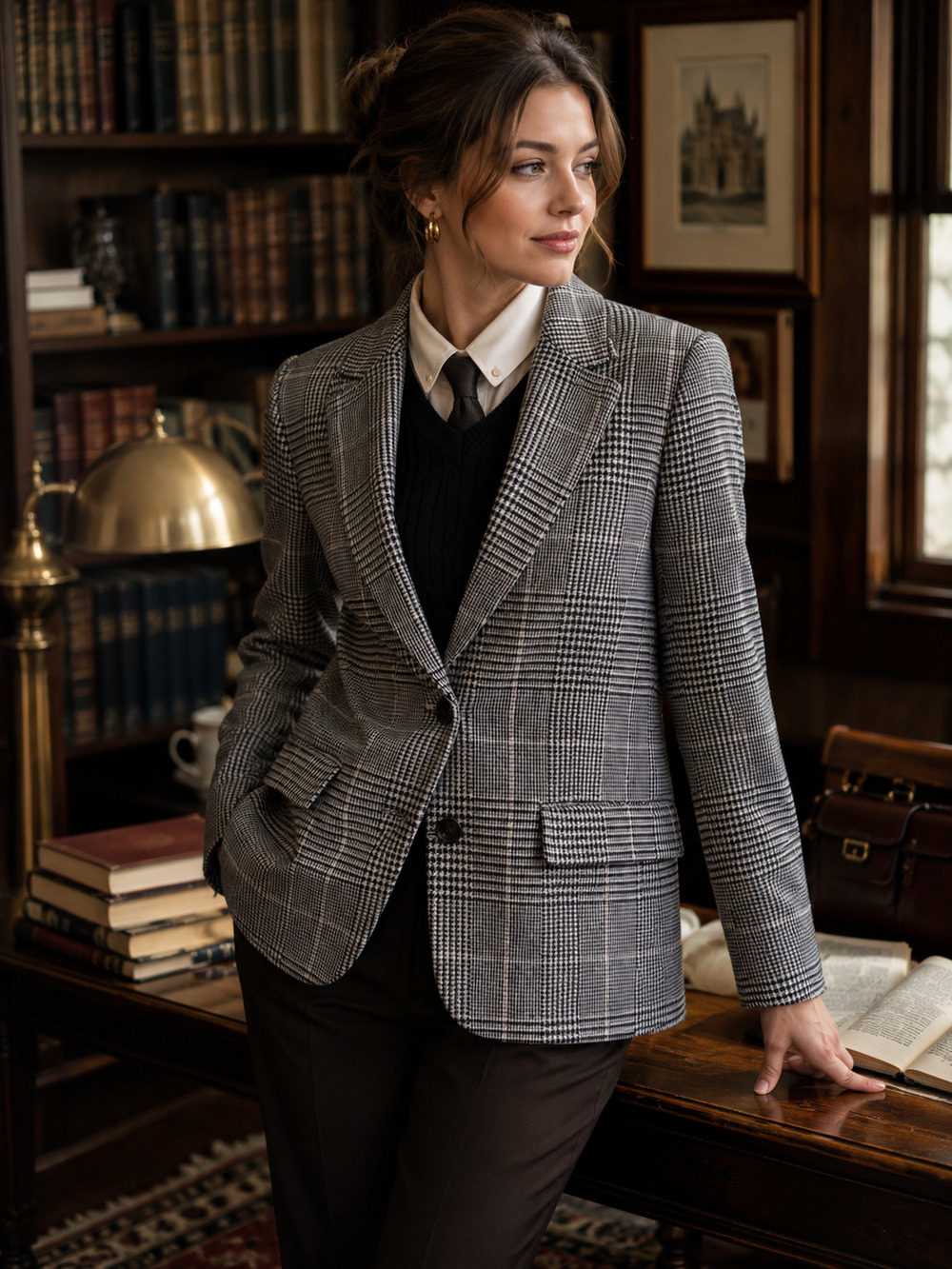 J.Crew Women's Nello Gori Boyfriend Blazer Italian Wool Plaid Jacket Sz 18